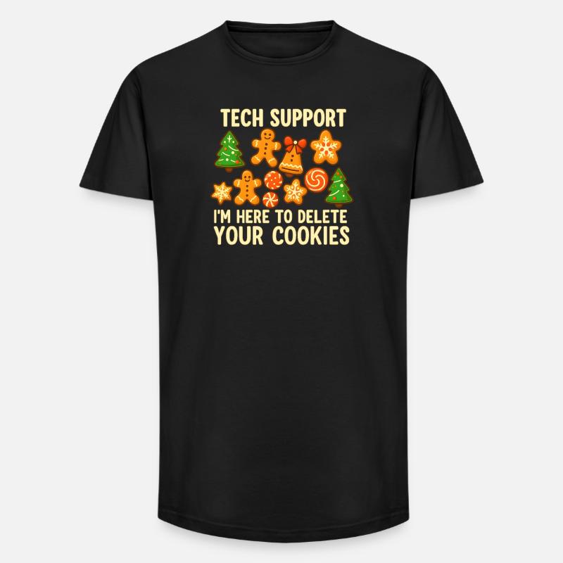 Support technique Cookie Noël Mème - T-shirt coupe longue homme - noir