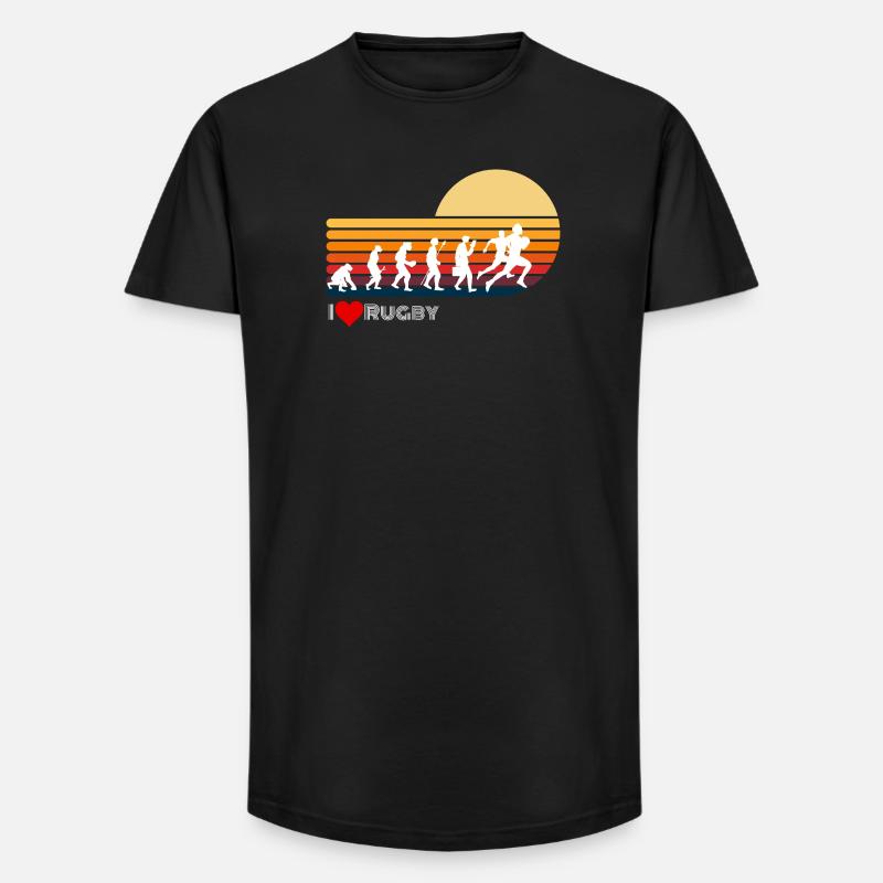 Rugby Retro Evolution Sunset - Long Fit Men's T-Shirt - black