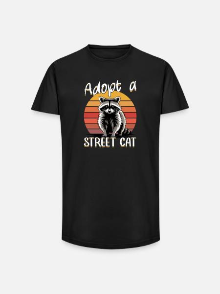 Funny Raccoon - Long Fit Männer T-Shirt - Schwarz