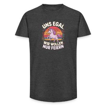 On s’en fiche, on a juste envie de faire la fête, la fête des licornes - T-shirt coupe longue homme - charbon - Devant - AI Model Male 185 light (185cm)