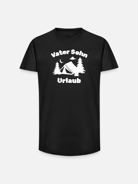 Vater Sohn Urlaub Camping - Long Fit Männer T-Shirt - Schwarz