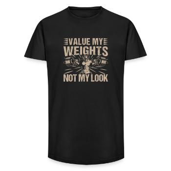 Fitness Motivation Bodybuilder Value Weights Not - Long Fit Männer T-Shirt - Schwarz - Vorne - AI Model Male 185 light (185cm)