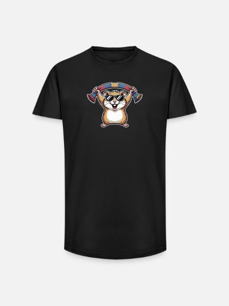 Hamster mit Sonnenbrille Schal - Long Fit Männer T-Shirt - Schwarz