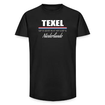 Texel - Long Fit Männer T-Shirt - Schwarz - Vorne - AI Model Male 185 light (185cm)