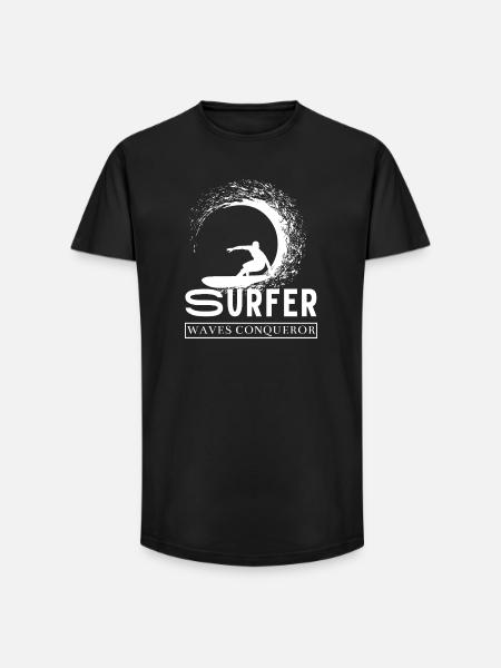 Surfer Zwycięzca Fali Design Dla Fanów Surfingu - T-shirt męski o długim kroju - czarny