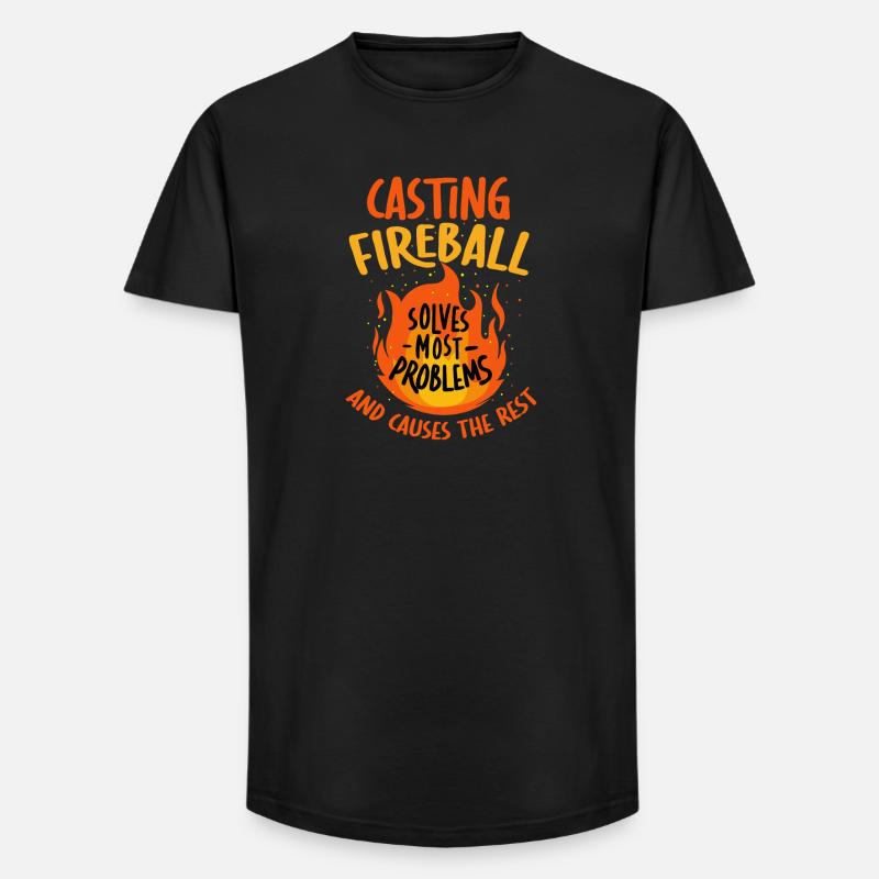 Casting Fireball Solves Problems RPG Gaming  - Long Fit Men's T-Shirt - black