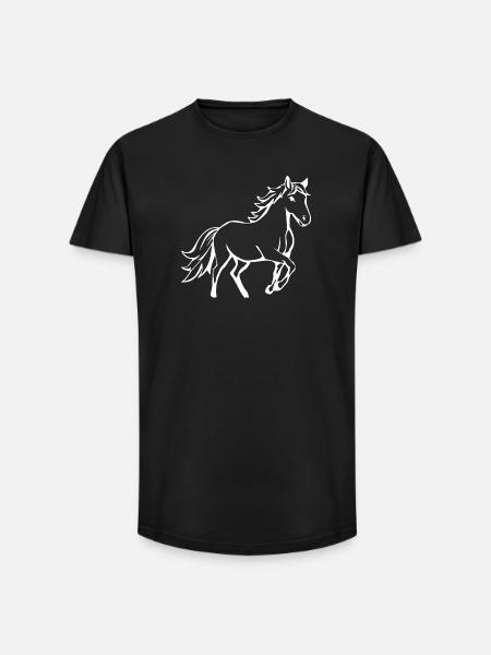 Pferde T-shirt Geschenk Reiter - Long Fit Männer T-Shirt - Schwarz