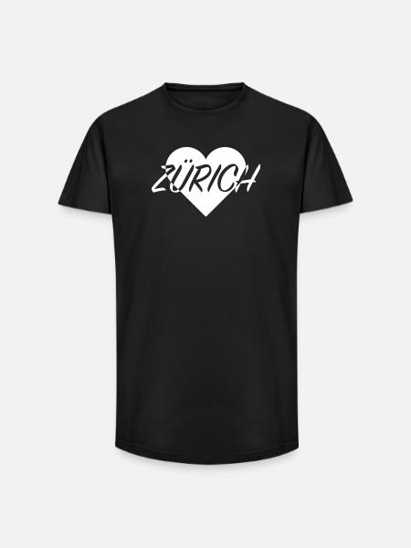 I LOVE ZURICH Heart Pattern - Long Fit Men's T-Shirt - black