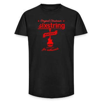 Six-string streetwear - Long Fit Men's T-Shirt - black - Front - AI Model Male 185 light (185cm)