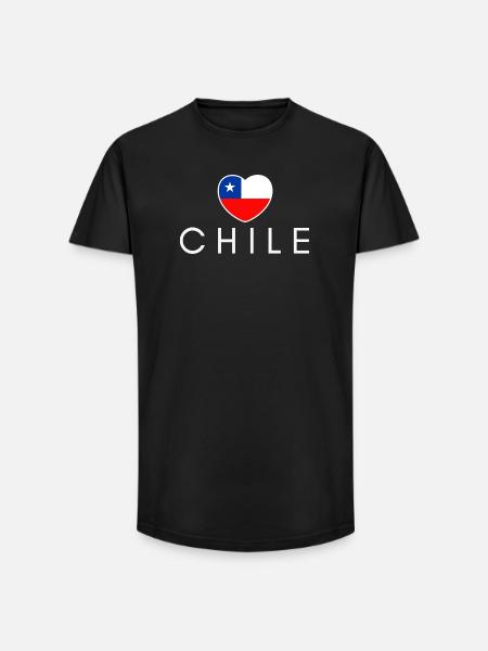 Heart with Chilean flag, Chilean pride - Long Fit Men's T-Shirt - black