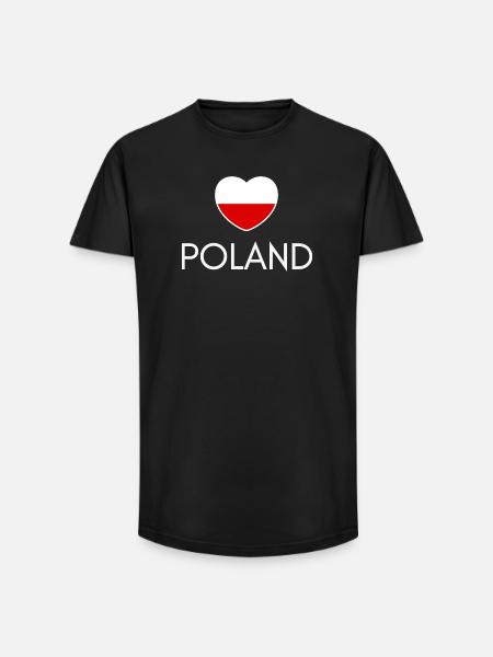 Heart with Poland flag, Polish pride - Long Fit Men's T-Shirt - black