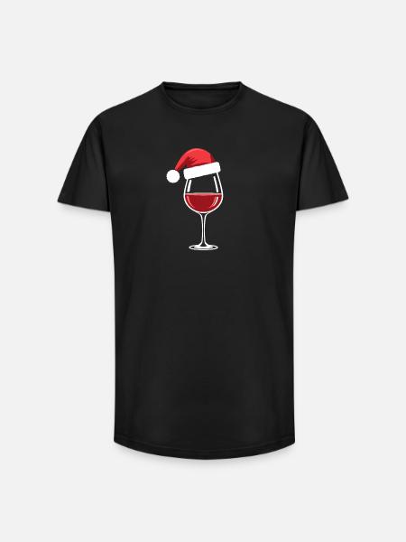 Merry Christmas Wine Glass Wine Nights - Long Fit Men's T-Shirt - black