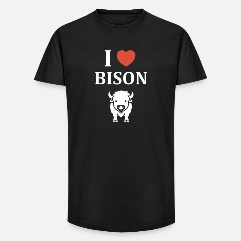 Bison - Long Fit Männer T-Shirt - Schwarz