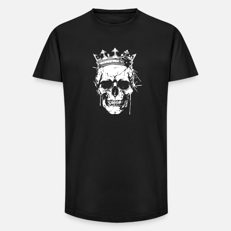 Krone Schädel Grafik - Long Fit Männer T-Shirt - Schwarz