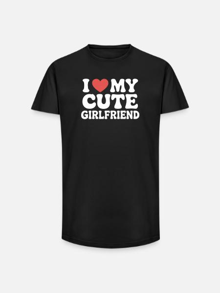 I love my cute girlfriend Liebe meine Freundin - Long Fit Men's T-Shirt - black