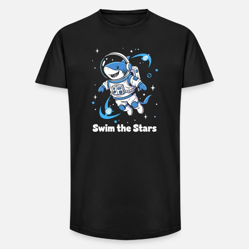 Astronaute requin de l’espace - T-shirt coupe longue homme - noir