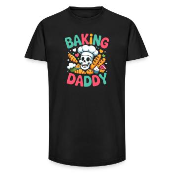 Cuisson de papa crâne Pâtisserie Art - T-shirt coupe longue homme - noir - Devant - AI Model Male 185 light (185cm)