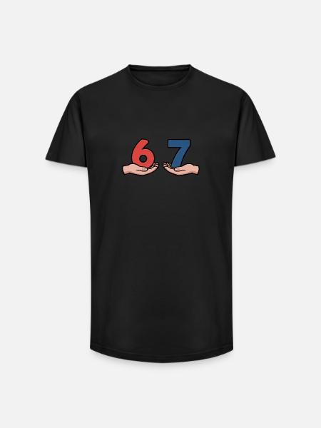 6 7- Funny Brainrot T-Shirt - Long Fit Men's T-Shirt - black