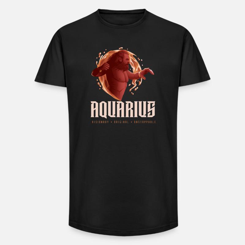 Wassermann - Long Fit Männer T-Shirt - Schwarz