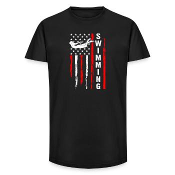 Natation Sports nautiques Float Gifts - T-shirt coupe longue homme - noir - Devant - AI Model Male 185 light (185cm)