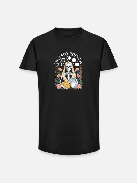 The Dairy Priestess Skeleton Cheese Milk Moon Phases - Long Fit Men's T-Shirt - black