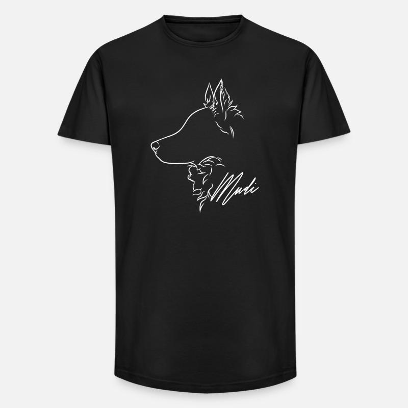 Mudi Profil Hunde Hund Wilsigns - Long Fit Männer T-Shirt - Schwarz