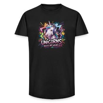 Unicorns Rock My World Imaginative Motif - Long Fit Men's T-Shirt - black - Front - AI Model Male 185 light (185cm)