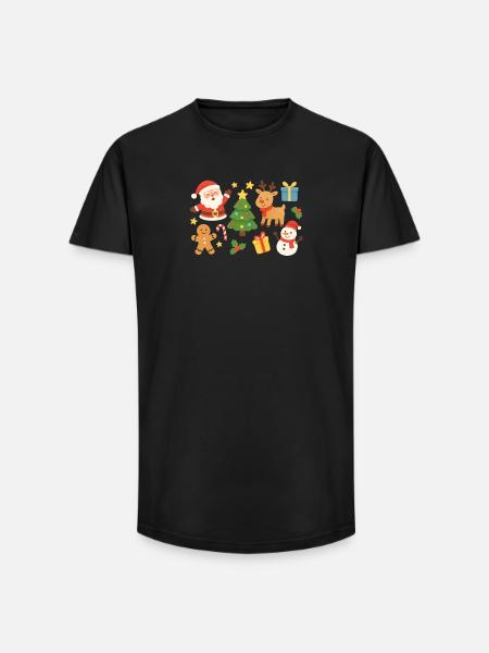 Christmas Magic Santa Reindeer Tree - Long Fit Men's T-Shirt - black