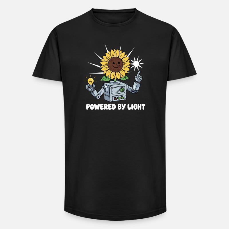 Sonnenblumenroboter Lichtideen - Long Fit Männer T-Shirt - Schwarz