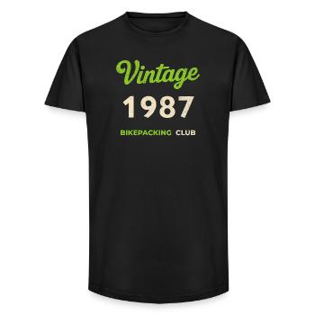 Vintage 1987 – Bikepacking Club Retro Birth Year - Long Fit Men's T-Shirt - black - Front - AI Model Male 185 light (185cm)