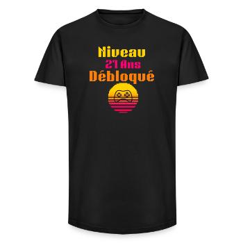 Level 21 Freigeschaltet - Long Fit Männer T-Shirt - Schwarz - Vorne - AI Model Male 185 light (185cm)
