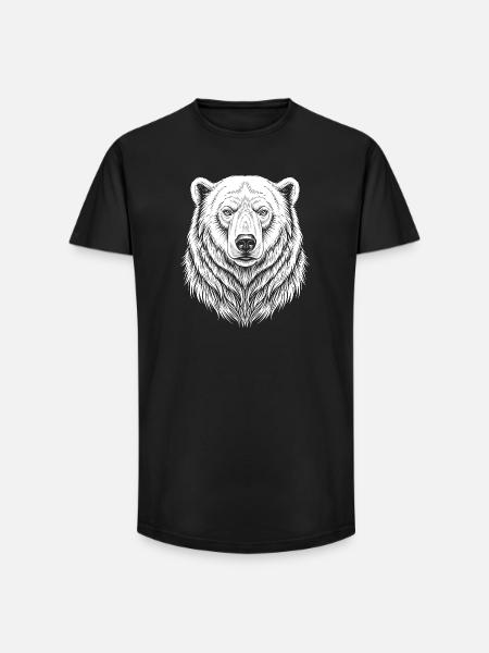 Bear Line Drawing - Long Fit Men's T-Shirt - black