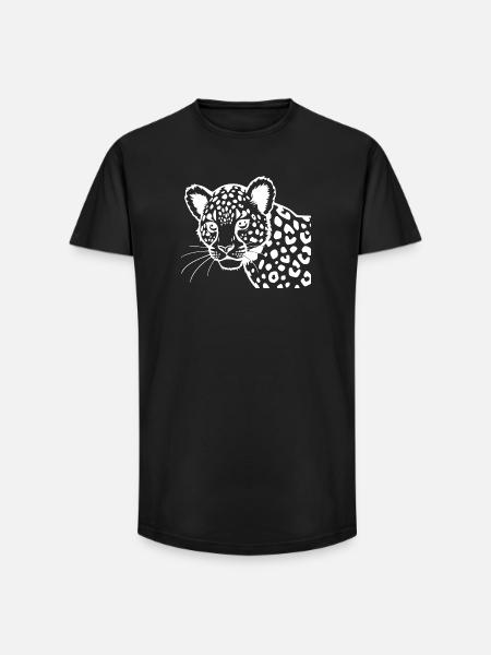Leopard - Long Fit Men's T-Shirt - black