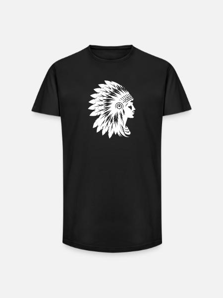 Coiffe élégante avec visage de profil - T-shirt coupe longue homme - noir