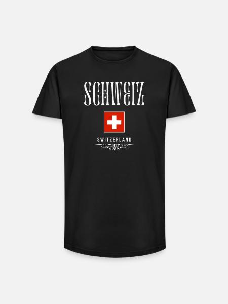 Swiss flag, made in Switzerland - Long Fit Men's T-Shirt - black