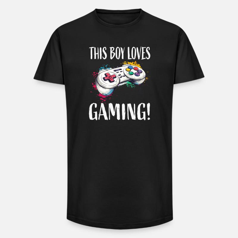 Dieser Junge liebt Gaming Controller - Long Fit Männer T-Shirt - Schwarz
