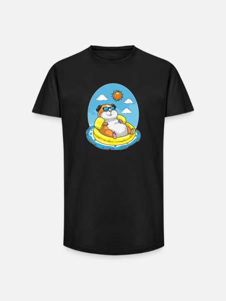 Natation de hamsters dans l’anneau d’été - T-shirt coupe longue homme - noir