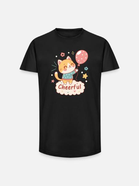 Festive Balloon Cat - Long Fit Men's T-Shirt - black