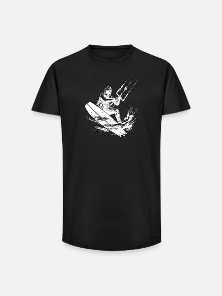 Kite surfing, seawater, wind, riding fun - Long Fit Men's T-Shirt - black