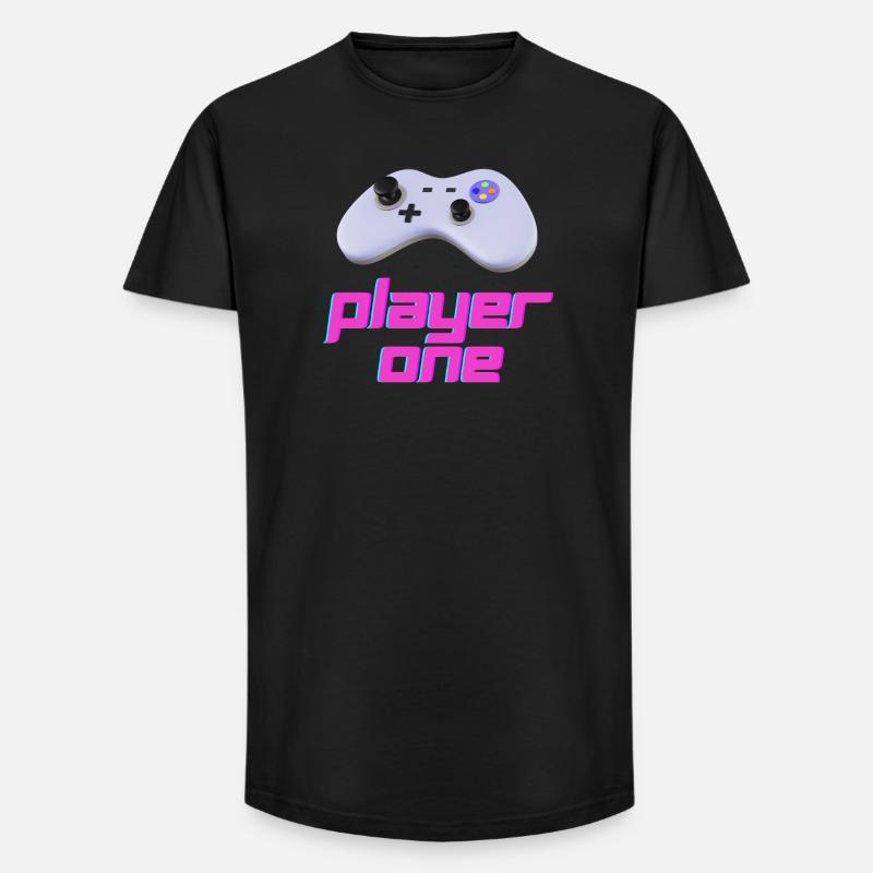 Neon Retro Controller Spieler Eins - Long Fit Männer T-Shirt - Schwarz