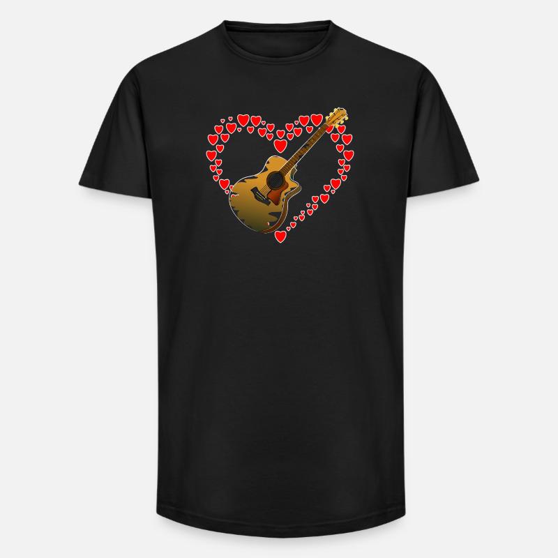 Herz mit Gitarre - Long Fit Männer T-Shirt - Schwarz