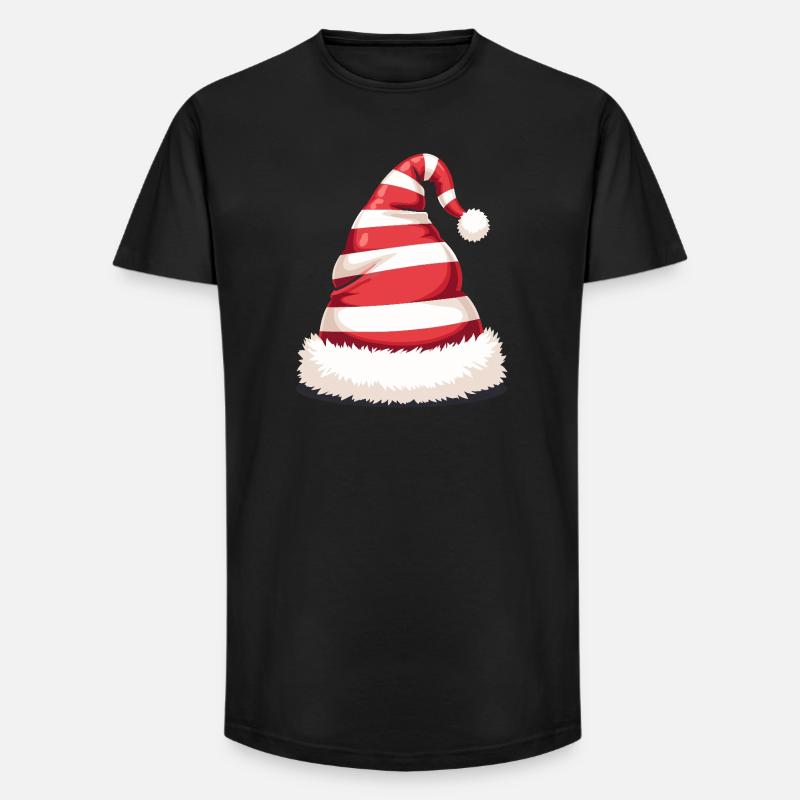 Candy Stripe Santa Hat - Long Fit Männer T-Shirt - Schwarz