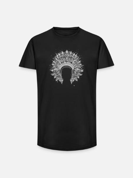 Magnificent feather headdress – detailed artwork - Long Fit Men's T-Shirt - black