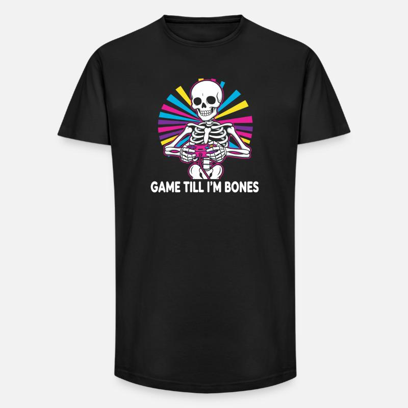 Game Till Bones Skeleton Controller - Long Fit Men's T-Shirt - black