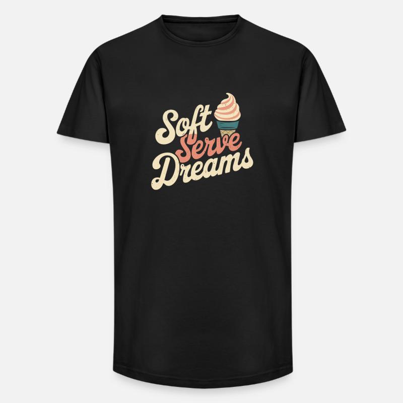 Retro Eiscreme - Long Fit Männer T-Shirt - Schwarz