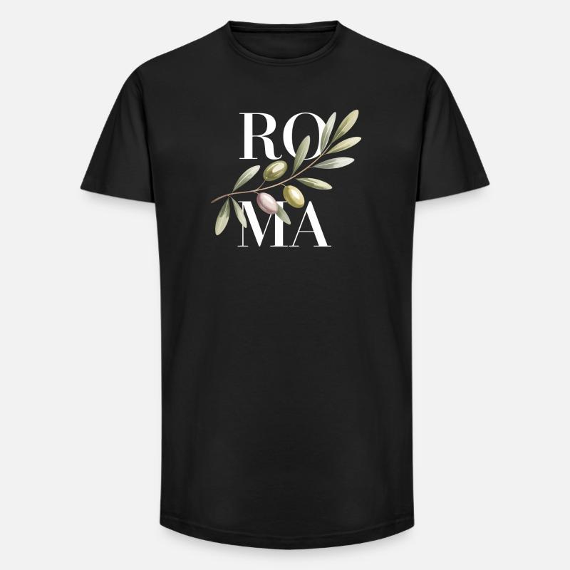 ROMA – Olive Branch - Long Fit Männer T-Shirt - Schwarz
