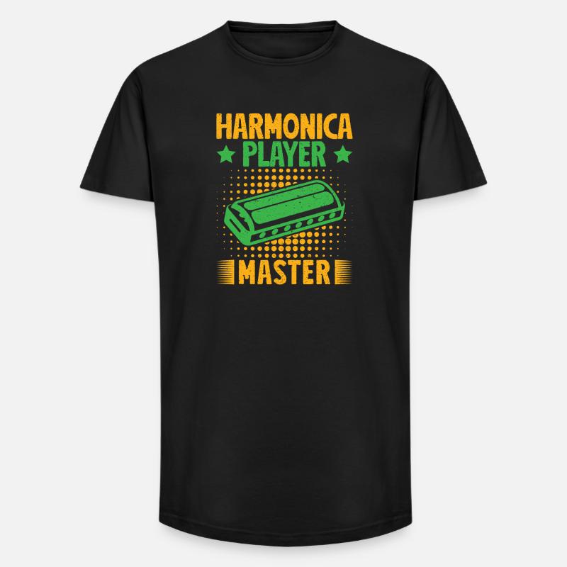 Funny Harmonica Player Master Harmonica - Long Fit Men's T-Shirt - black