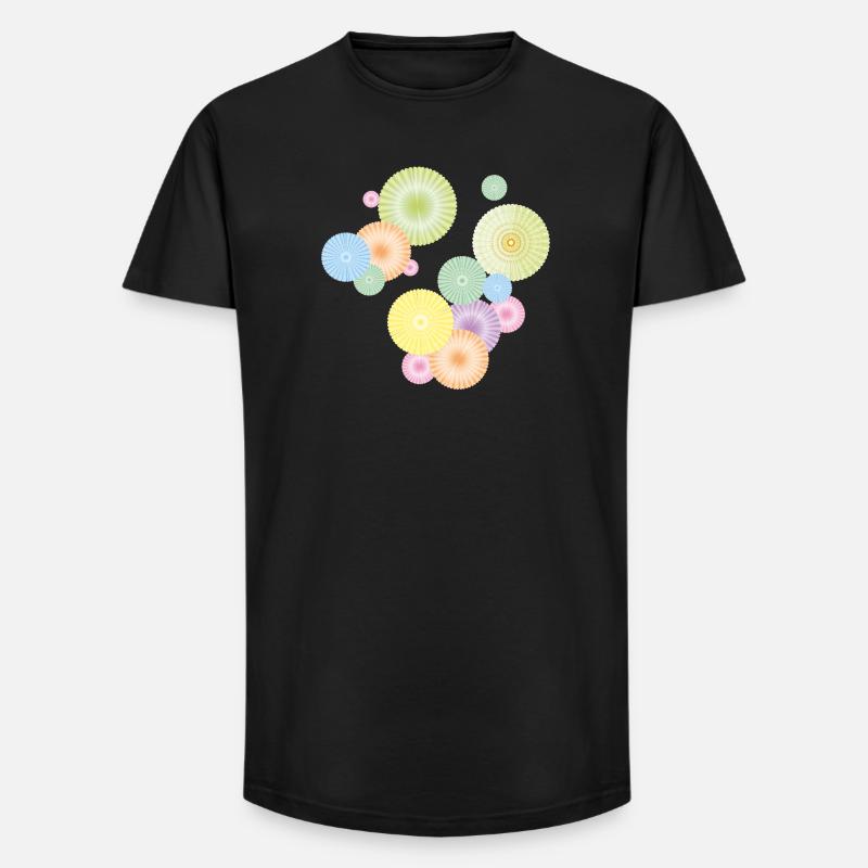 Pastell-Rosetten – dekorative Fächerstruktur - Long Fit Männer T-Shirt - Schwarz