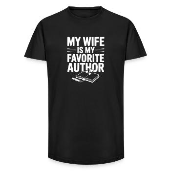 My Wife is my Favorite Author - Long Fit Men's T-Shirt - black - Front - AI Model Male 185 light (185cm)