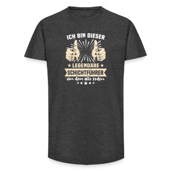 Schichtführer Sprüche - Long Fit Männer T-Shirt - Anthrazit - Vorne - AI Model Male 185 light (185cm)